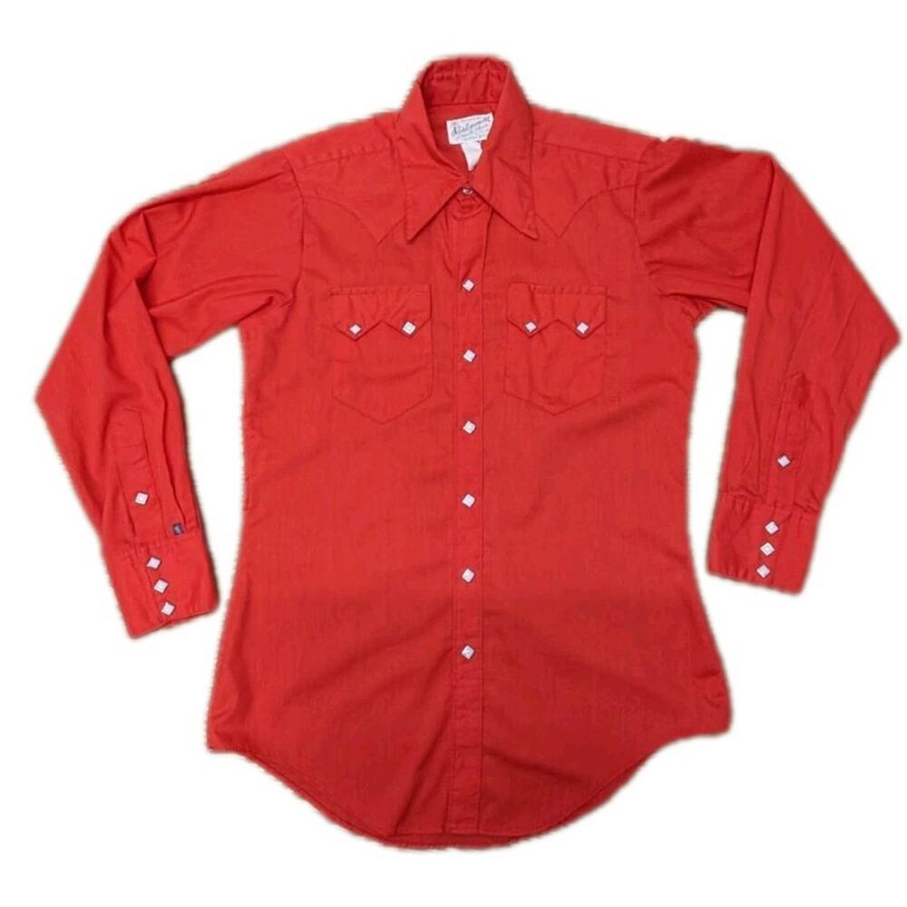 Vintage 1960s TRU-WEST Rockmount Red Western Pearl Snap Shirt Mens M